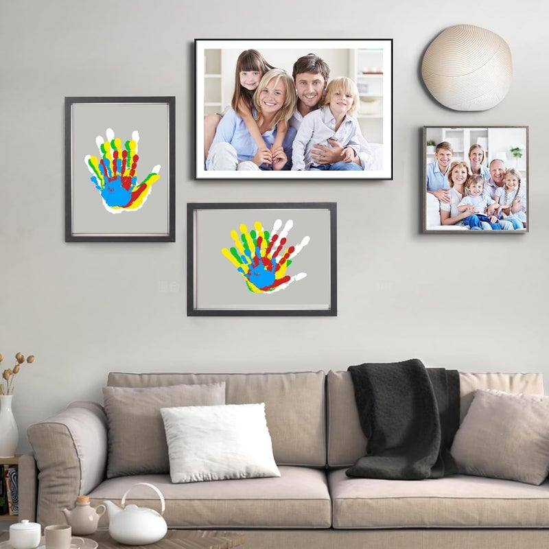 Bixinyo Family Handprint Kit with Light, Baby Hand and Footprint Keepsake Wooden Frame, Family Gifts for New Parents, Christmas, Mom & Baby, Grandparents, Adoption Gifts, 5 Non-Toxic Paints (Black) - Image 5